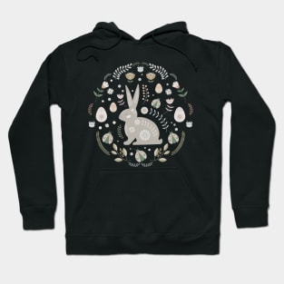 Folk Easter with Floral Motifs - Eggs , Easter Bunny Hoodie